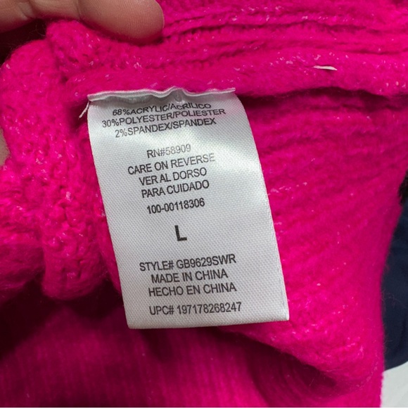 Gianni Bini Hot Pink Fuchsia Black Geometric Sweater Top NWT Large 80s 90s - Picture 6 of 6